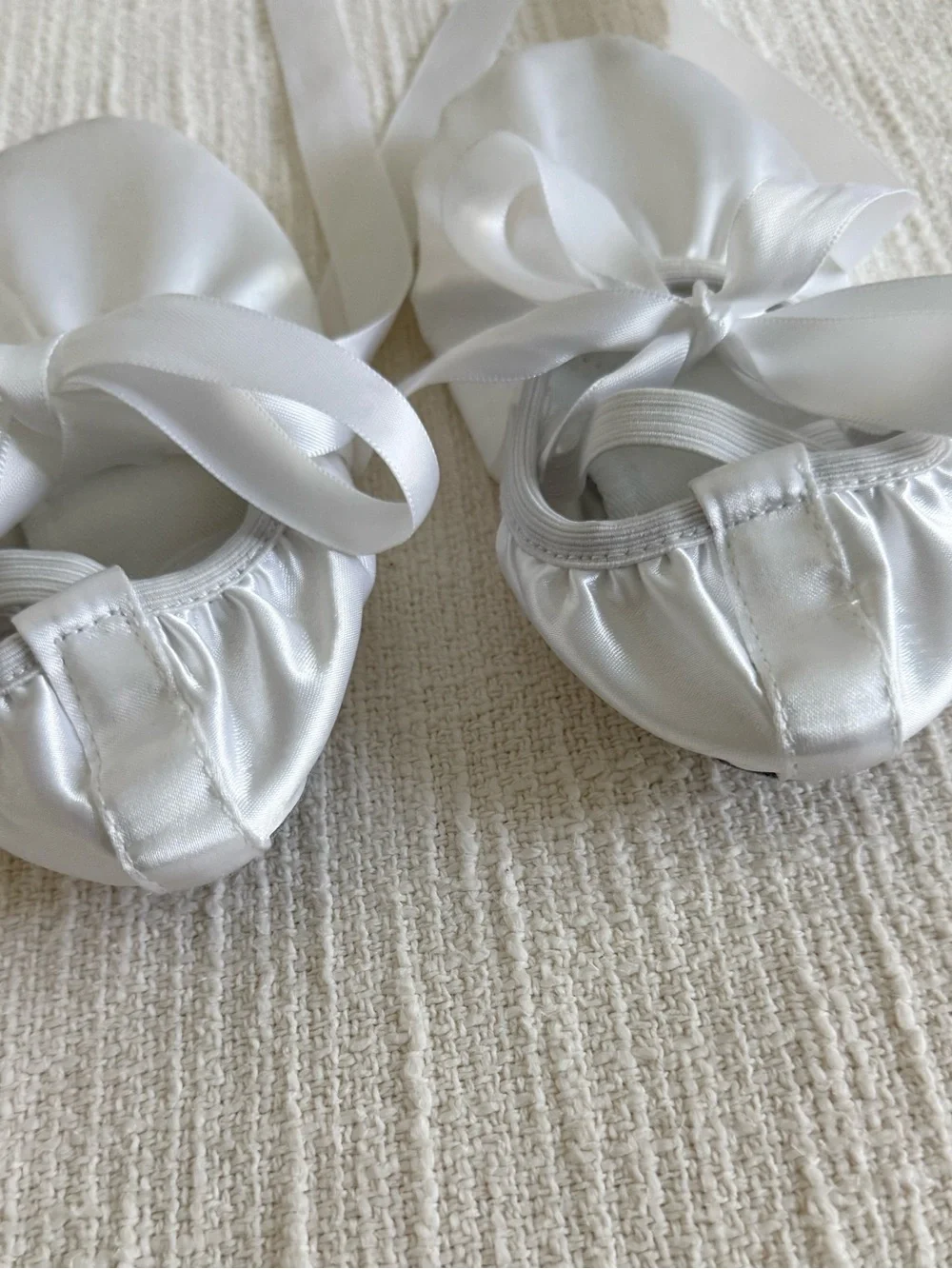 White Satin Ballet Tie Shoes for Kids